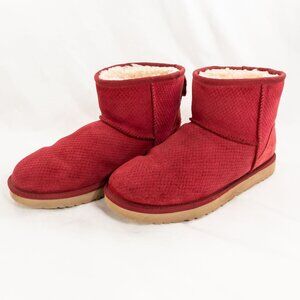 UGG Australia Classic Mini Exotic Scales Sheepskin Boots Women’s 10 Pink Suede